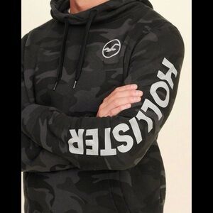 Men’s Hollister Gray Camo Pullover Hoodie Sweatshirt